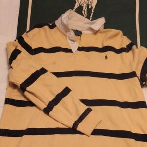 Polo by Ralph Lauren Men's Yellow and Black Rugby Shirt Rare Fleece
